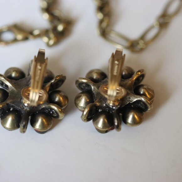 Vintage Signed Michael Golan Medallion Pendant Necklace Matching ClipOn Earrings - Picture 4 of 5